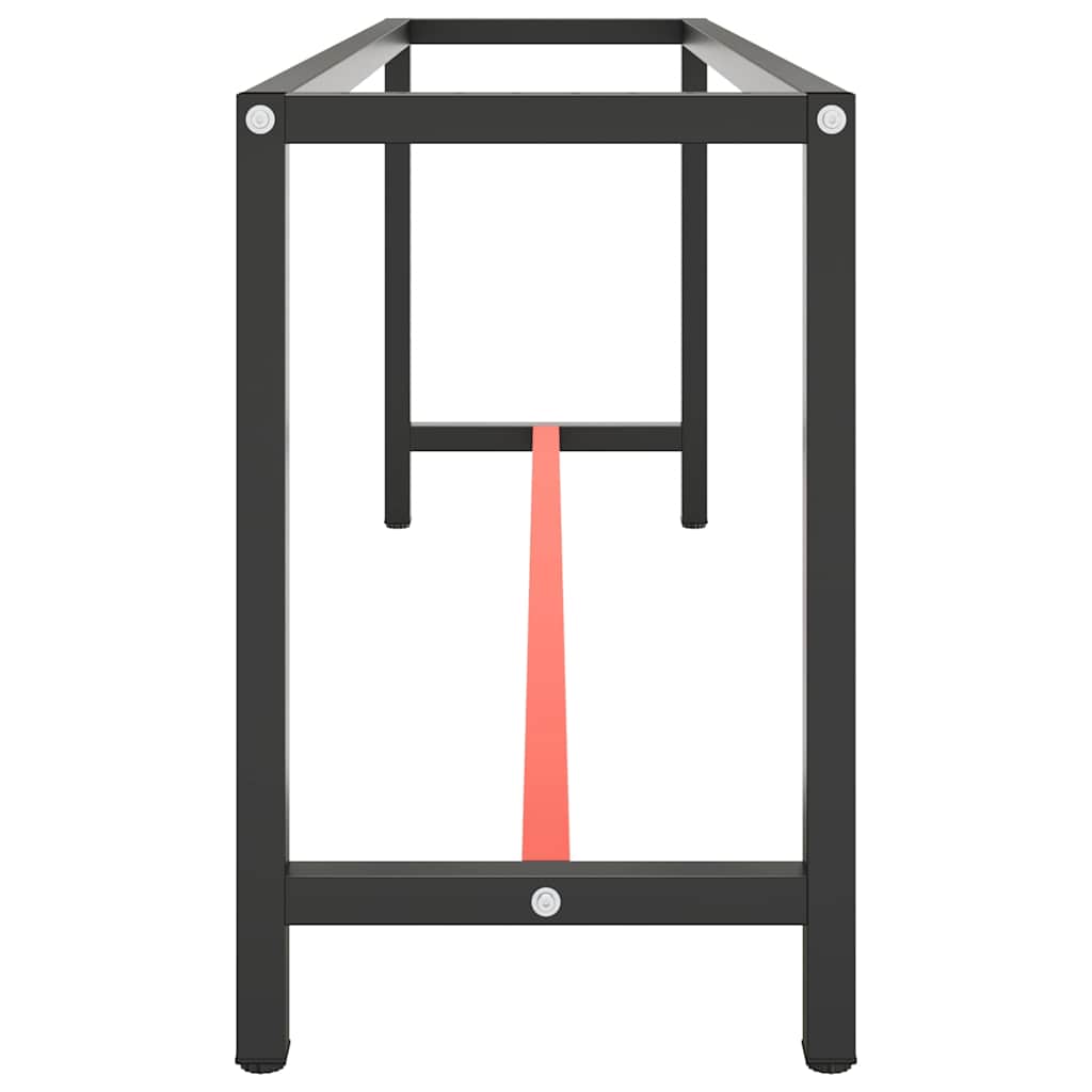 Werkbankgestell Mattschwarz und Mattrot 210x50x79 cm Metall