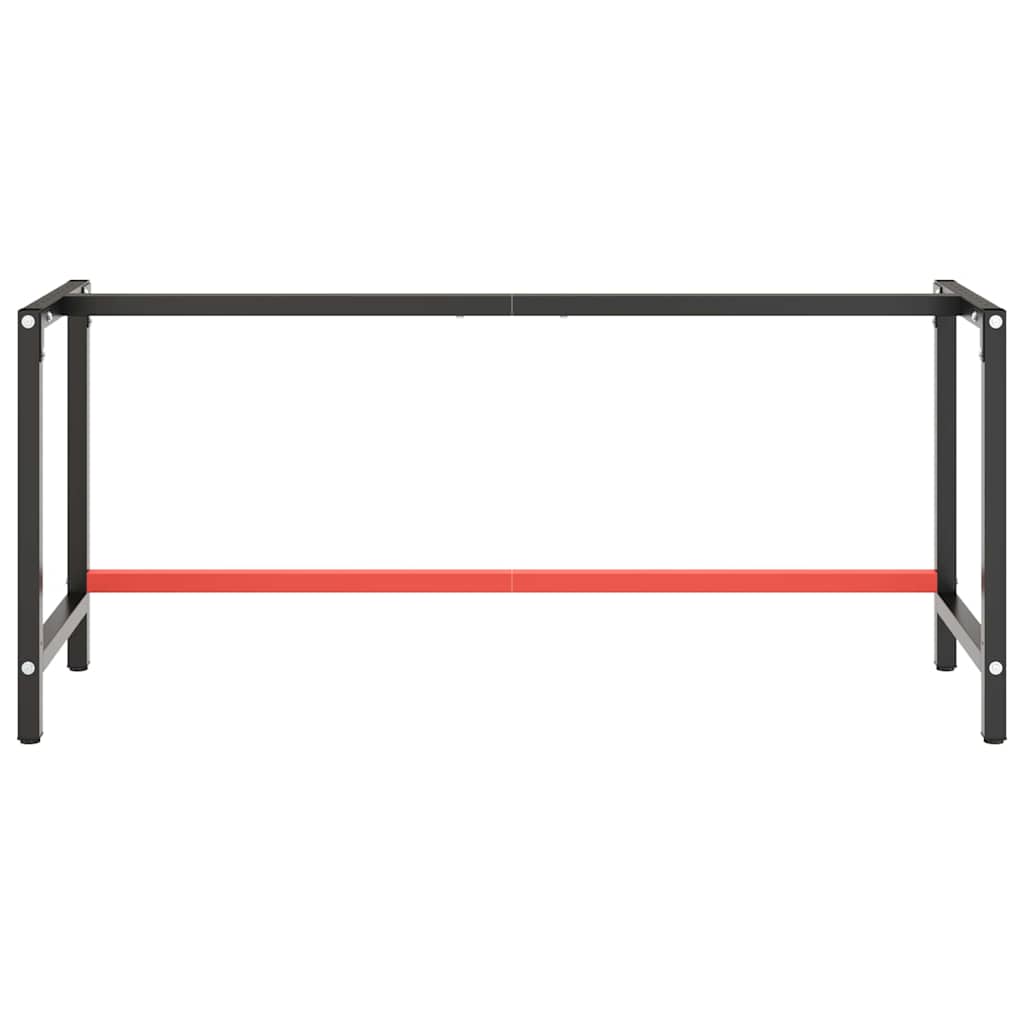 Werkbankgestell Mattschwarz und Mattrot 180x57x79 cm Metall