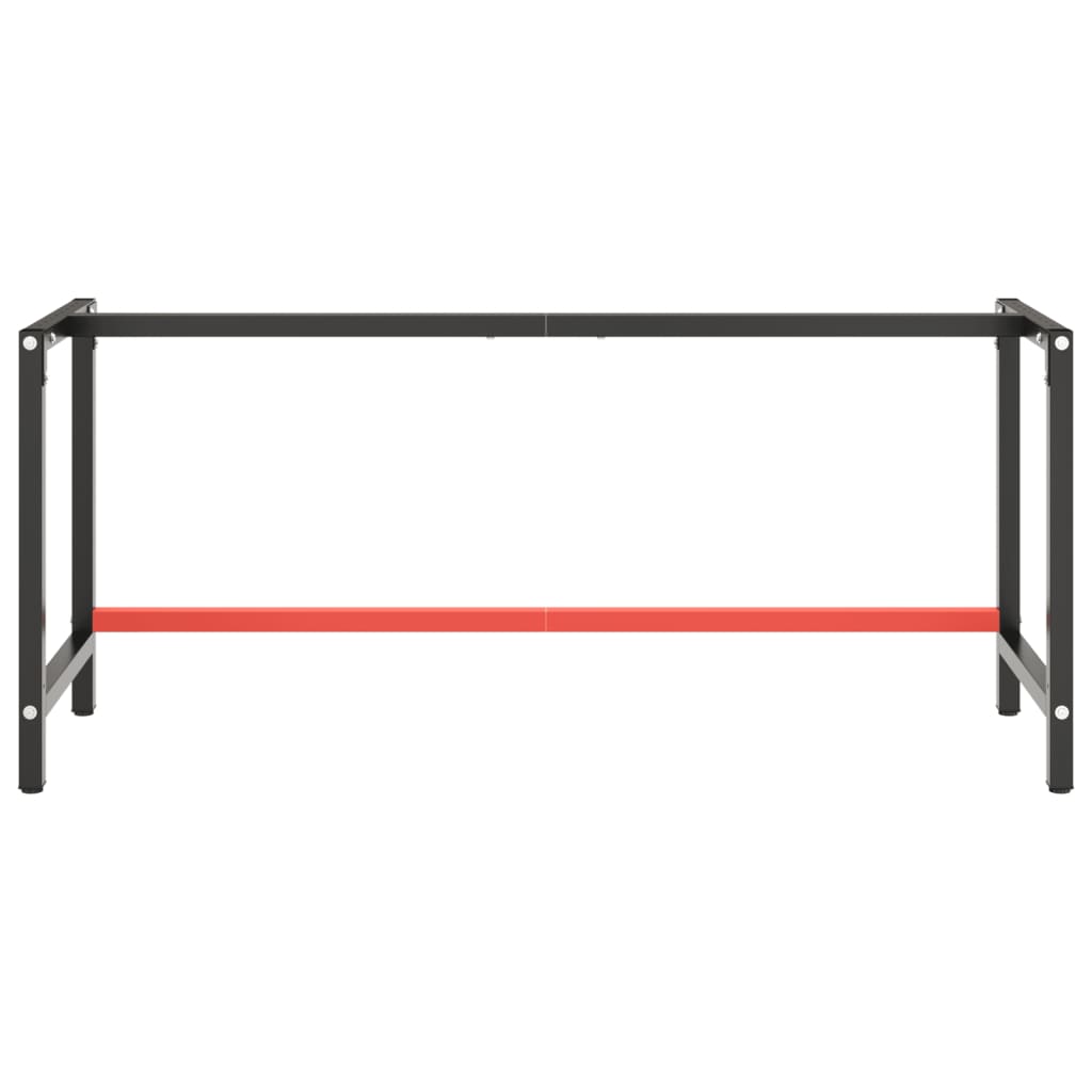 Werkbankgestell Mattschwarz und Mattrot 180x57x79 cm Metall