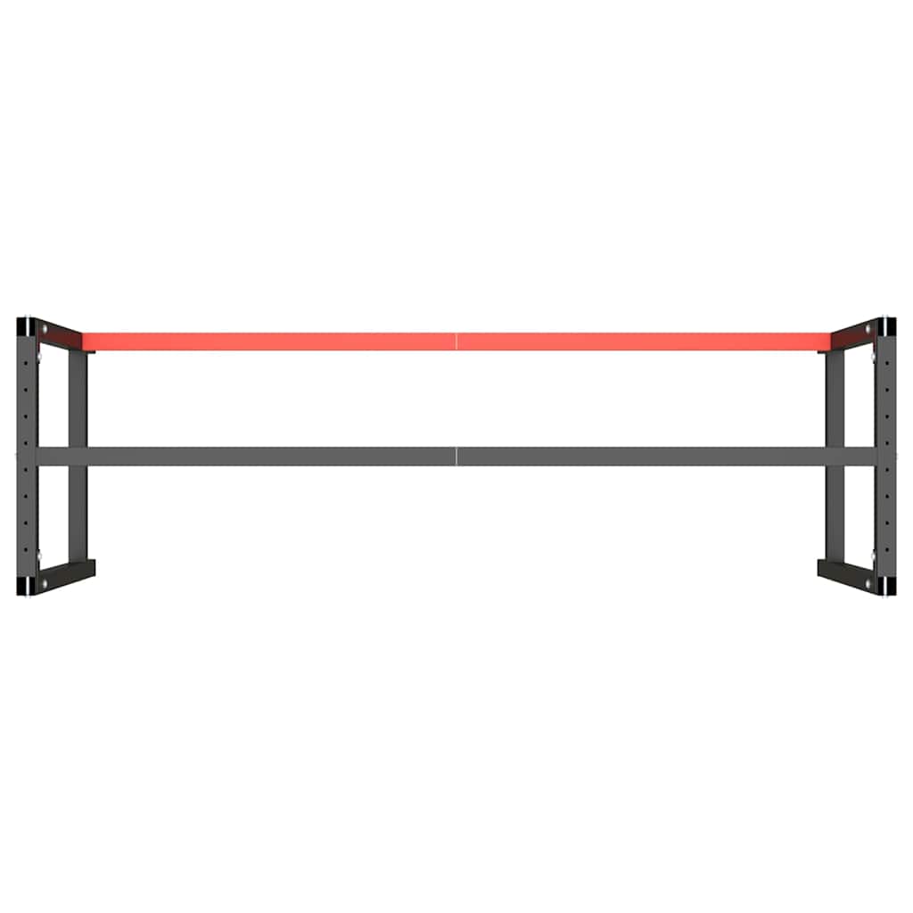 Werkbankgestell Mattschwarz und Mattrot 180x57x79 cm Metall