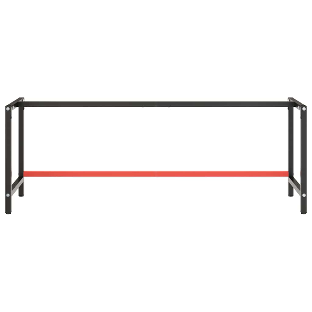 Werkbankgestell Mattschwarz und Mattrot 220x57x79 cm Metall