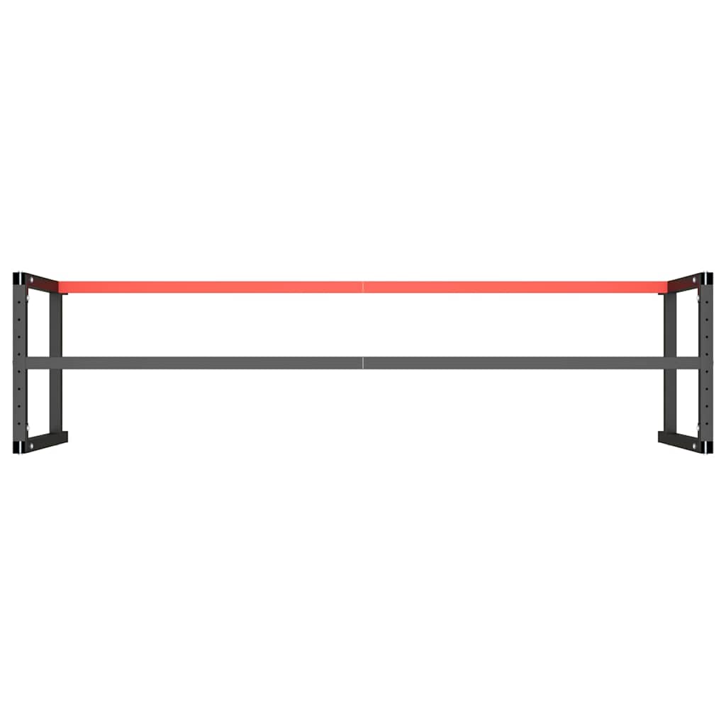 Werkbankgestell Mattschwarz und Mattrot 220x57x79 cm Metall
