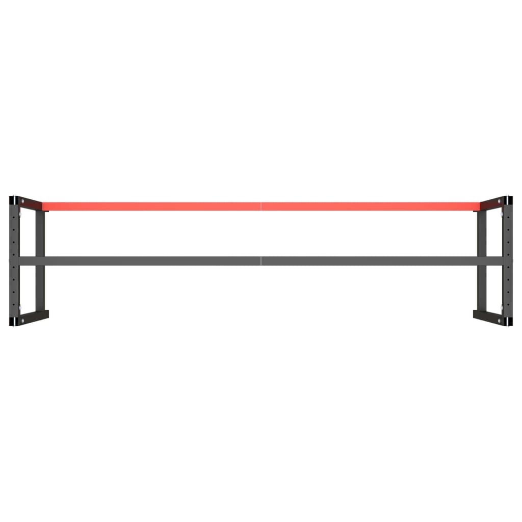 Werkbankgestell Mattschwarz und Mattrot 220x57x79 cm Metall