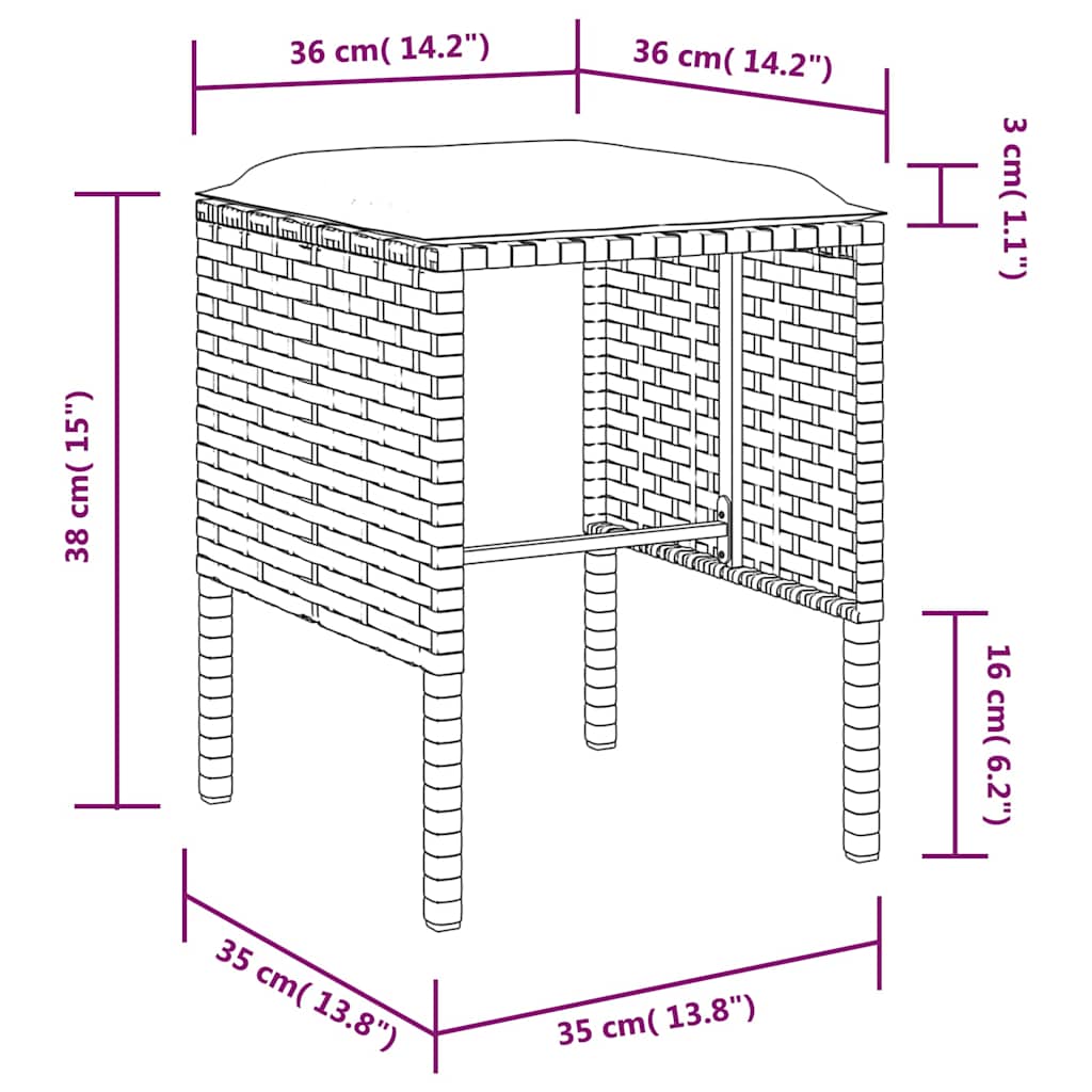 5-tlg. Sofagarnitur in L-Form mit Kissen Poly Rattan Schwarz
