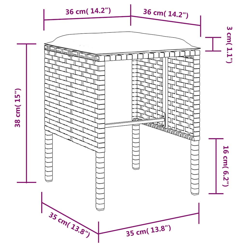 5-tlg. Sofagarnitur in L-Form mit Kissen Poly Rattan Schwarz
