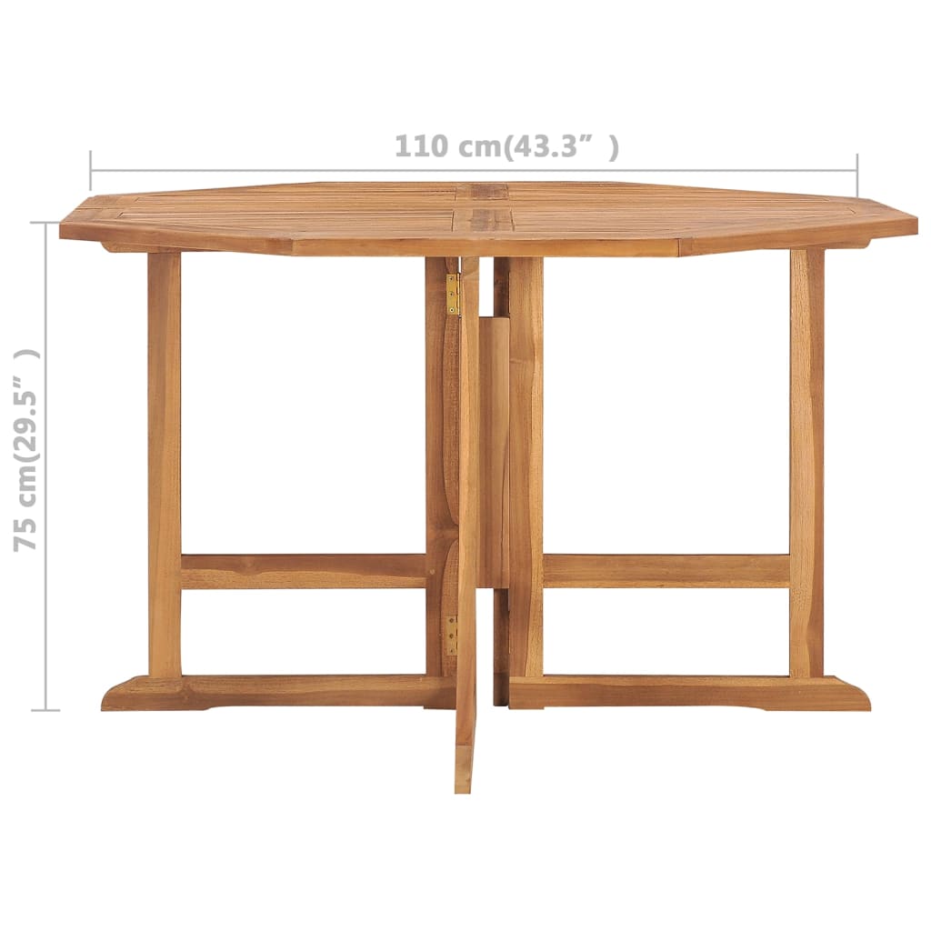 Table à manger de jardin pliable 110x110x75 cm en bois de teck massif