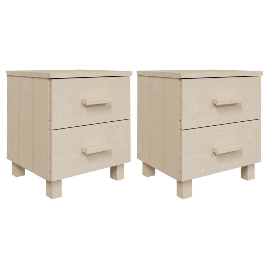 Tables de chevet HAMAR, lot de 2, bois massif, marron miel, 40 x 35 x 44,5 cm