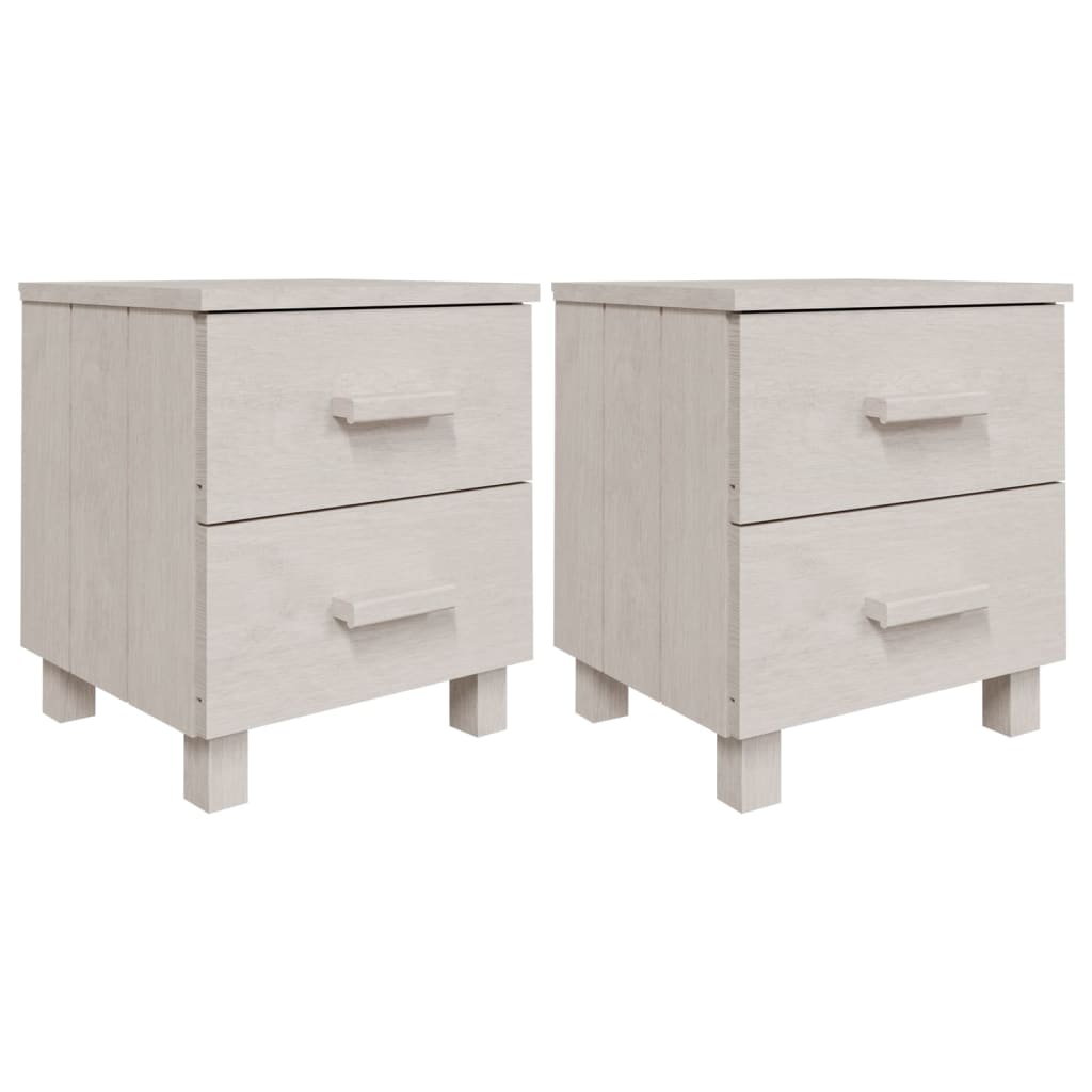 Tables de chevet HAMAR, lot de 2, blanc, 40 x 35 x 44,5 cm, bois massif