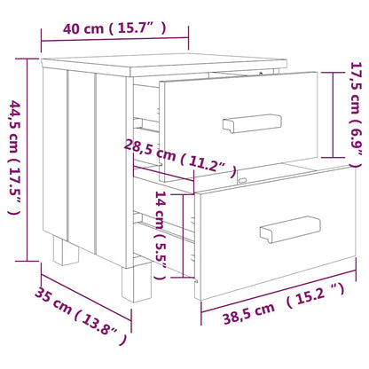 Nachttische HAMAR 2 Stk. Hellgrau 40x35x44,5 cm Massivholz