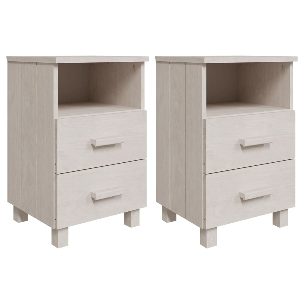 Bedside tables HAMAR 2 pcs. White 40x35x62 cm solid wood