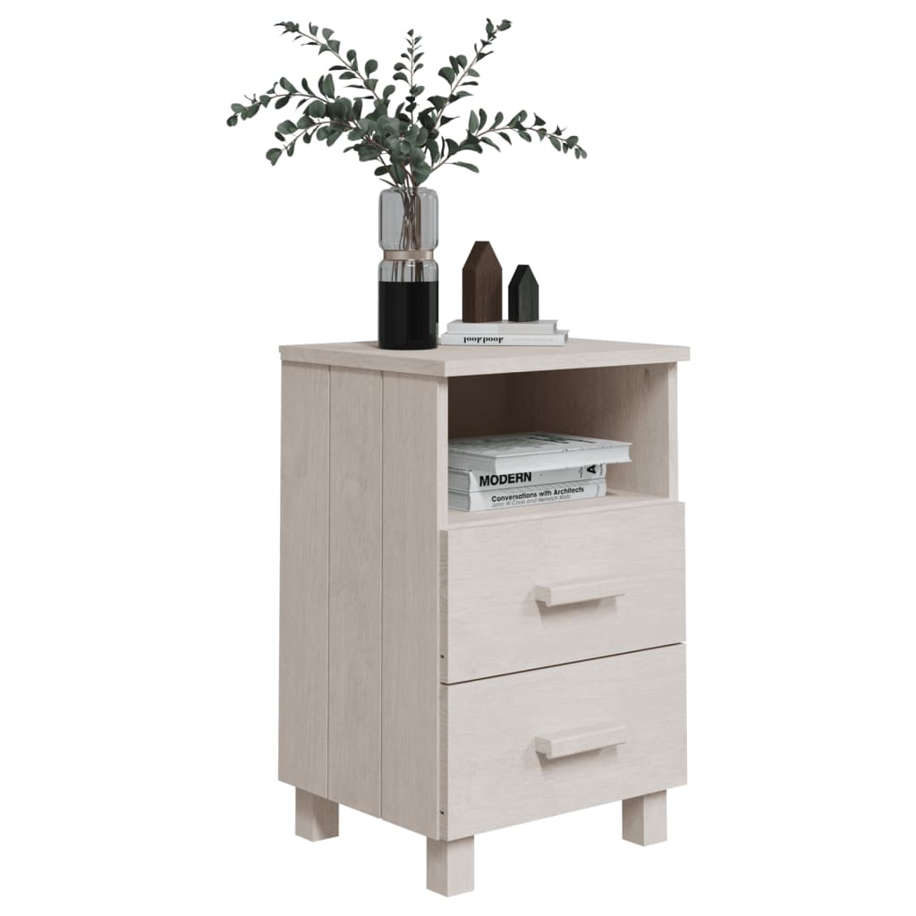 Bedside tables HAMAR 2 pcs. White 40x35x62 cm solid wood