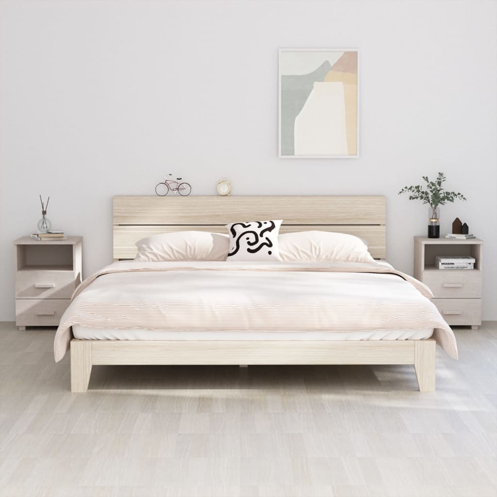 Bedside tables HAMAR 2 pcs. White 40x35x62 cm solid wood