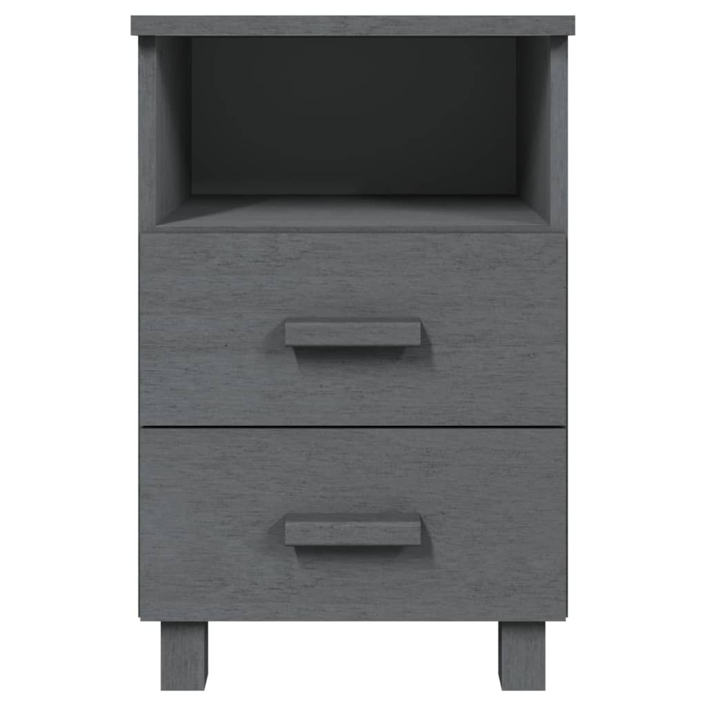 Nachttische HAMAR 2 Stk. Dunkelgrau 40x35x62 cm Massivholz
