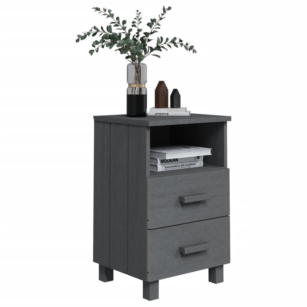 Nachttische HAMAR 2 Stk. Dunkelgrau 40x35x62 cm Massivholz