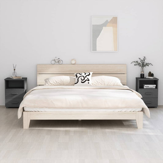 Nachttische HAMAR 2 Stk. Dunkelgrau 40x35x62 cm Massivholz
