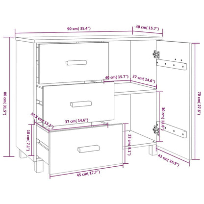 Sideboard HAMAR Weiß 90x40x80 cm Massivholz Kiefer