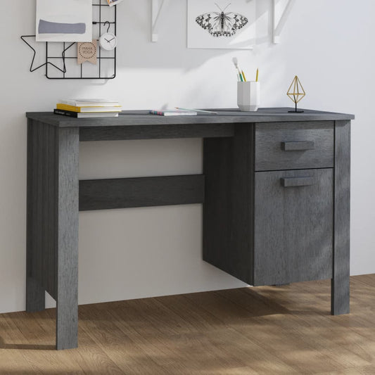 Bureau HAMAR gris foncé 113x50x75 cm bois de pin massif