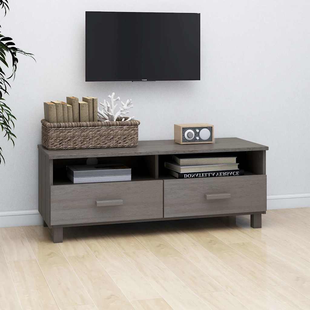 TV-Schrank HAMAR Hellgrau 106x40x40 cm Massivholz Kiefer
