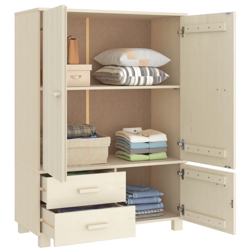 Kleiderschrank HAMAR Honigbraun 99x45x137 cm Massivholz Kiefer