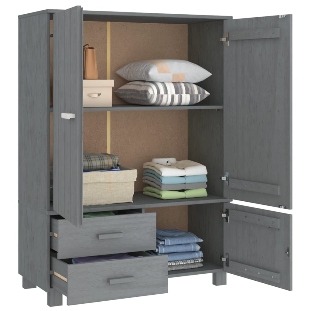 Armoire HAMAR gris foncé 99x45x137 cm en pin massif