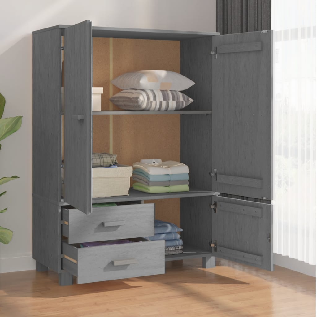 Armoire HAMAR gris foncé 99x45x137 cm en pin massif
