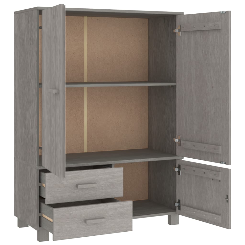 Wardrobe HAMAR light grey 99x45x137 cm solid pine wood