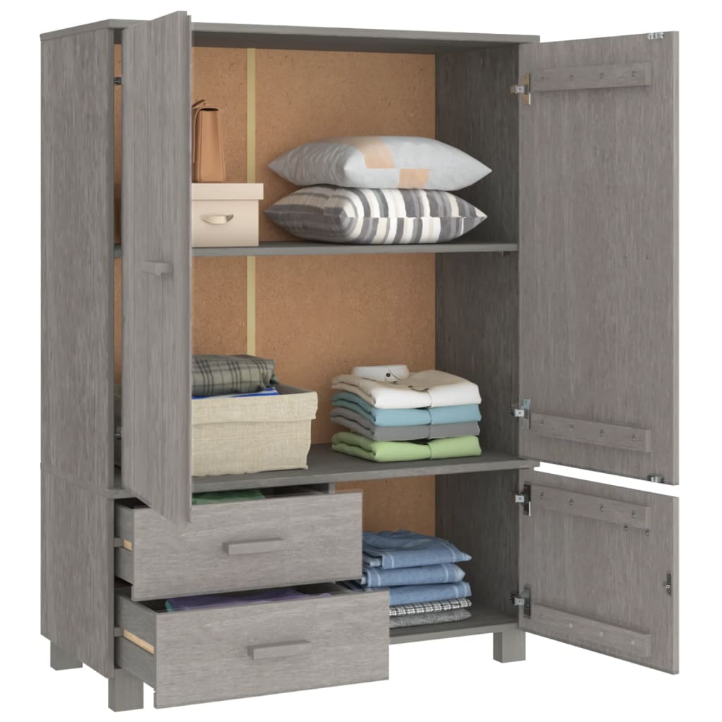 Wardrobe HAMAR light grey 99x45x137 cm solid pine wood