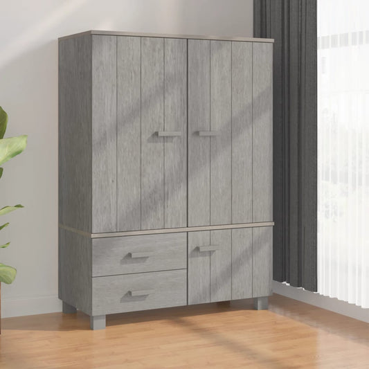Wardrobe HAMAR light grey 99x45x137 cm solid pine wood