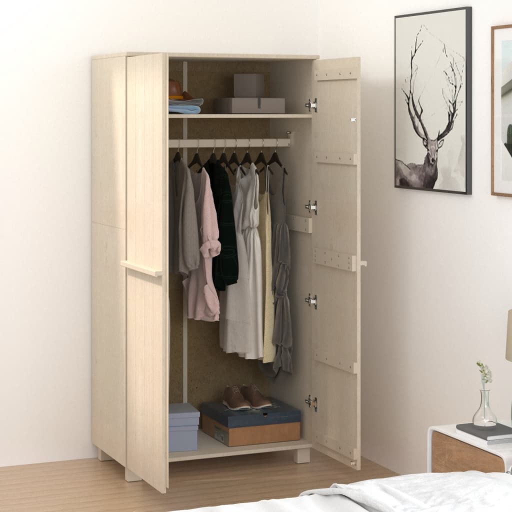 Wardrobe HAMAR honey brown 89x50x180 cm solid pine wood