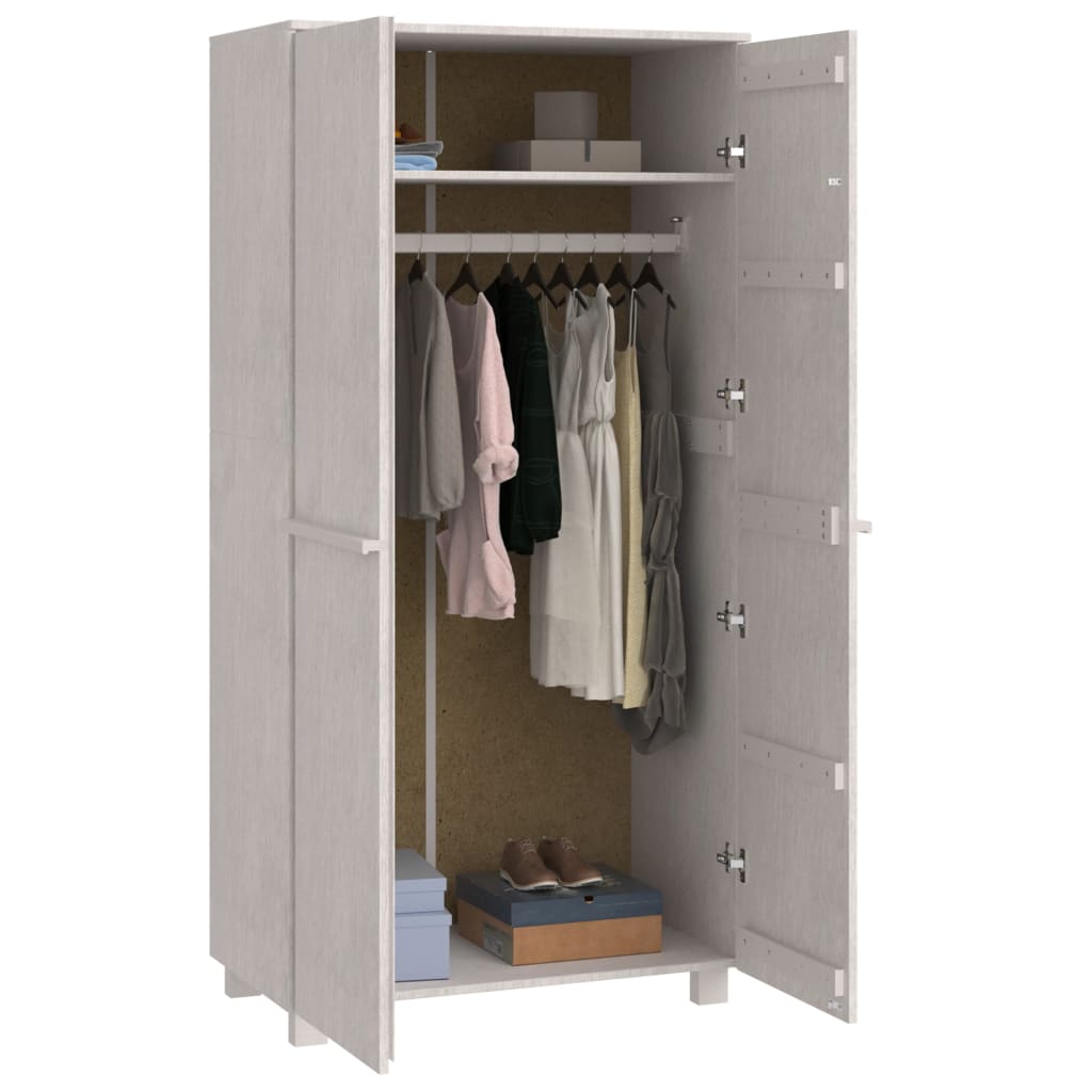 Wardrobe HAMAR White 89x50x180 cm Solid Pine Wood