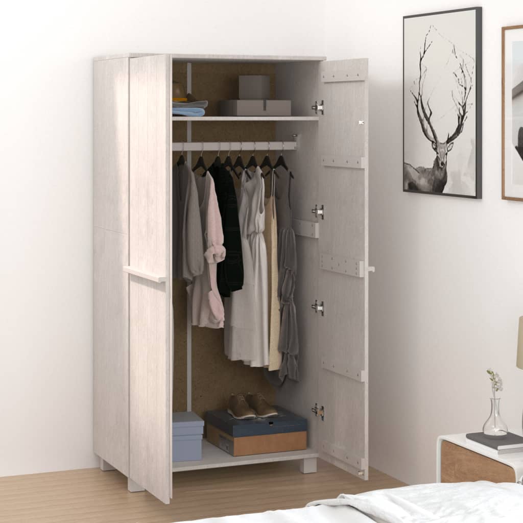 Wardrobe HAMAR White 89x50x180 cm Solid Pine Wood