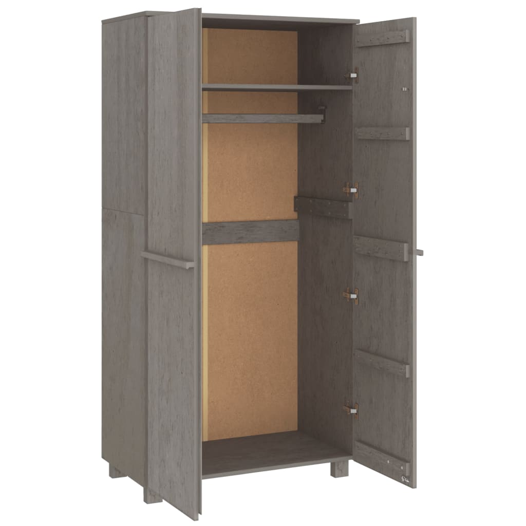 Wardrobe HAMAR light grey 89x50x180 cm solid pine wood