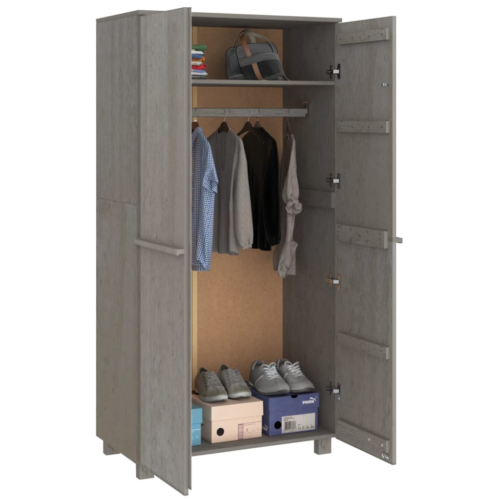 Wardrobe HAMAR light grey 89x50x180 cm solid pine wood