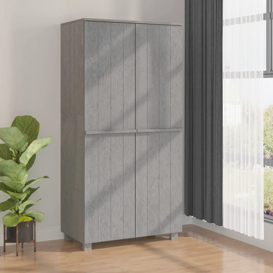 Wardrobe HAMAR light grey 89x50x180 cm solid pine wood