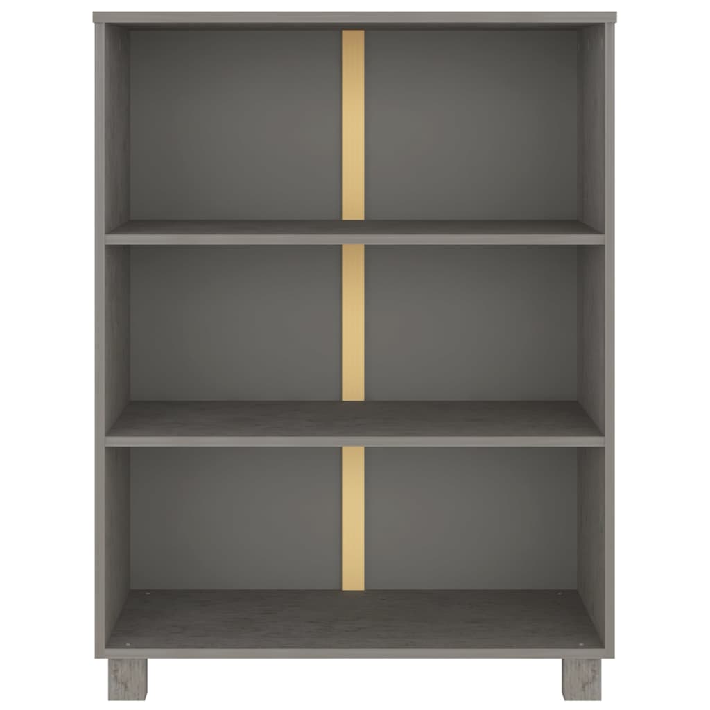 Bücherschrank HAMAR Hellgrau 85x35x112 cm Massivholz Kiefer