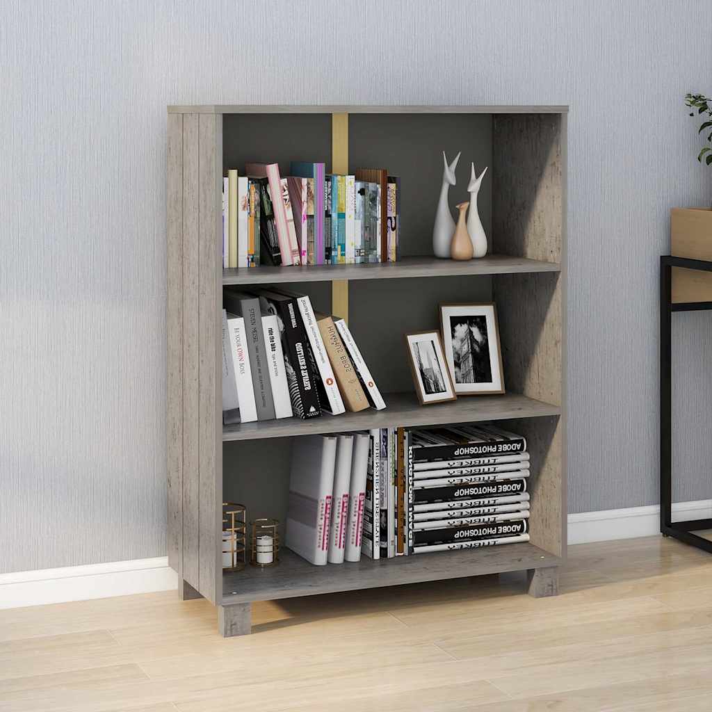 Bücherschrank HAMAR Hellgrau 85x35x112 cm Massivholz Kiefer