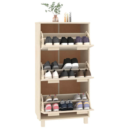 Schuhschrank HAMAR Honigbraun 59,5x35x117 cm Massivholz Kiefer