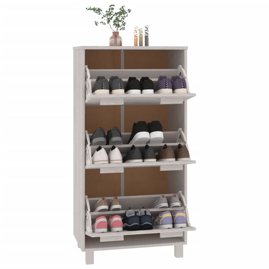 Shoe cabinet HAMAR white 59.5x35x117 cm solid pine wood