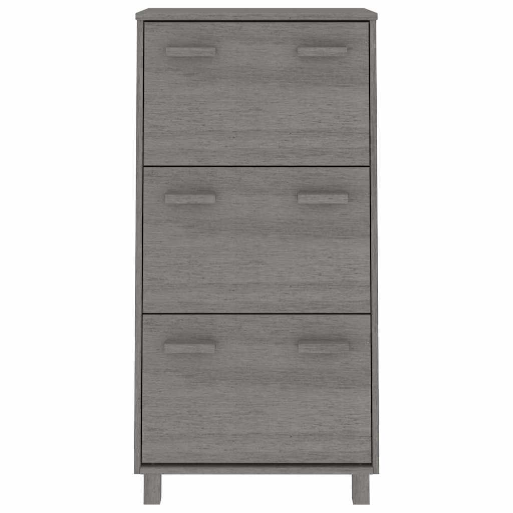 Schuhschrank HAMAR Hellgrau 59,5x35x117 cm Massivholz Kiefer
