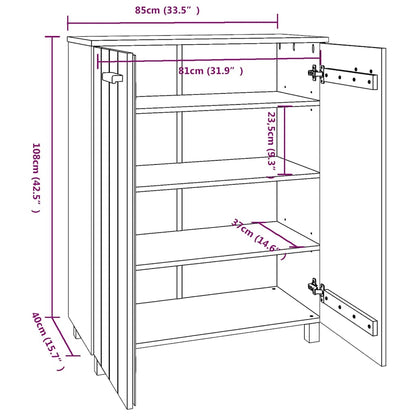 Schuhschrank HAMAR Hellgrau 85x40x108 cm Massivholz Kiefer