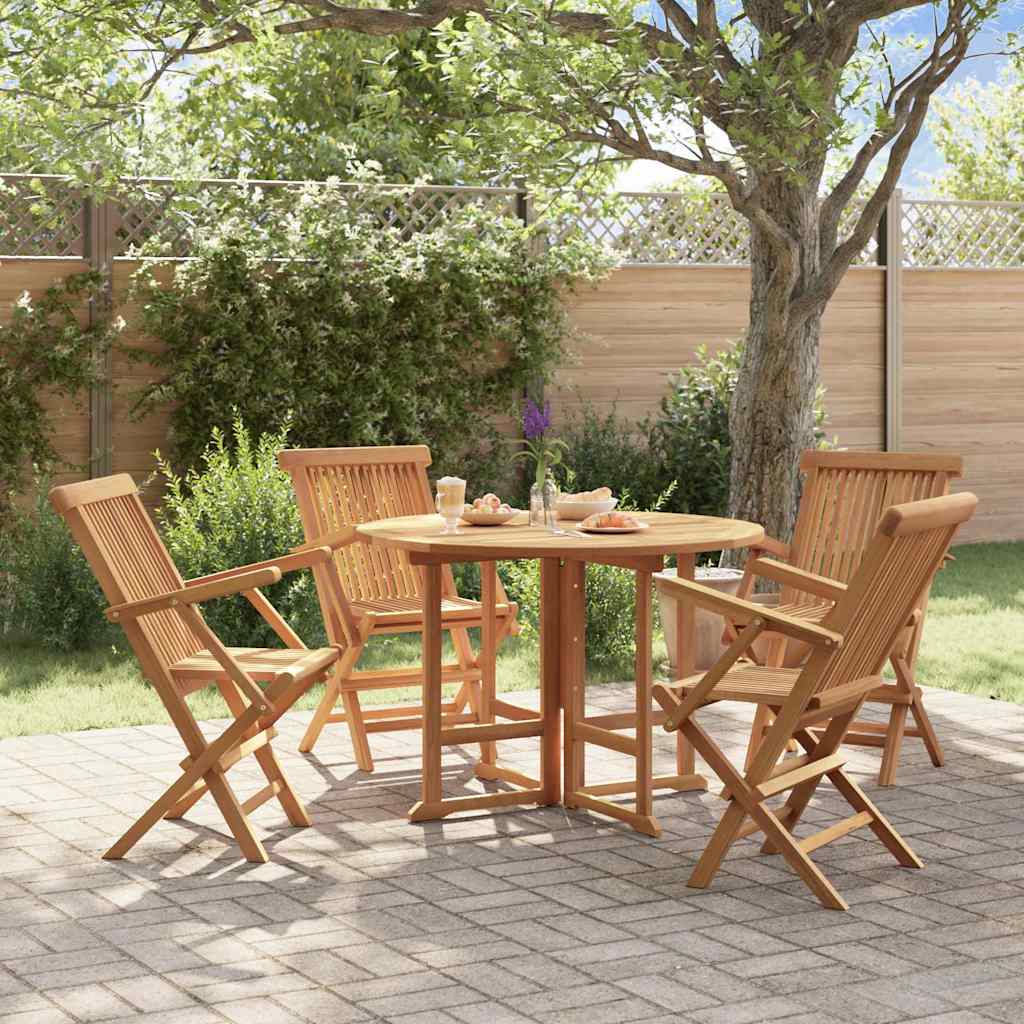 5-tlg. Garten-Essgruppe Klappbar Massivholz Teak