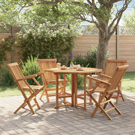5-tlg. Garten-Essgruppe Klappbar Massivholz Teak