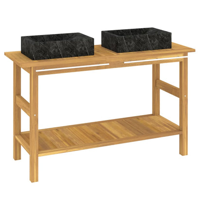 Waschtisch mit Schwarzen Marmorbecken Massivholz Teak