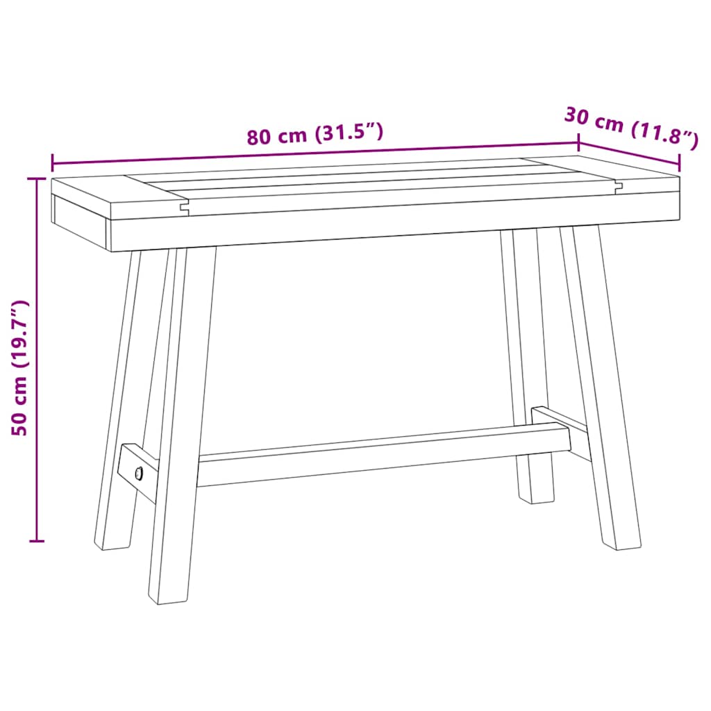 Bank 80 cm Massivholz Teak