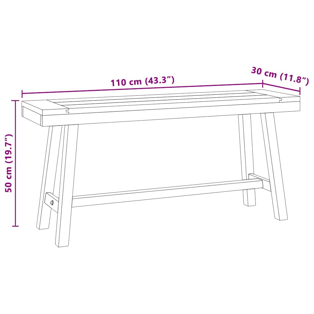 Bank 110 cm Massivholz Teak