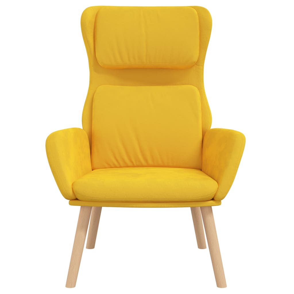 Fauteuil relax en velours jaune moutarde