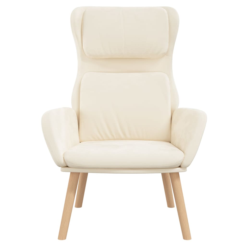 Fauteuil relax en velours blanc crème