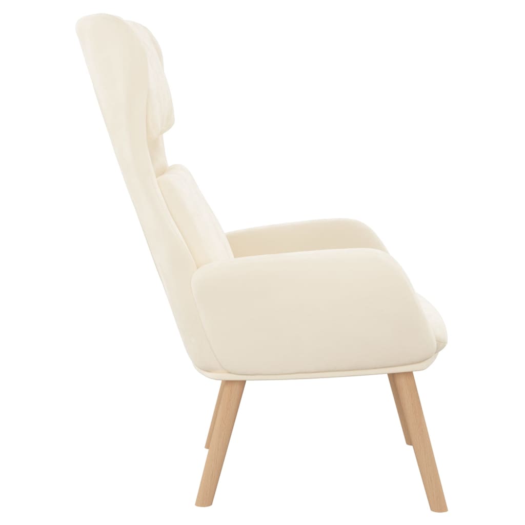 Fauteuil relax en velours blanc crème