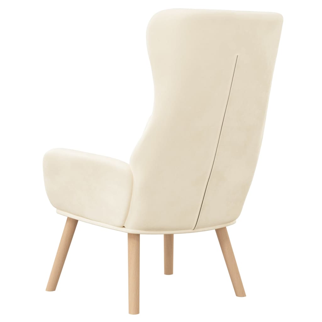 Fauteuil relax en velours blanc crème