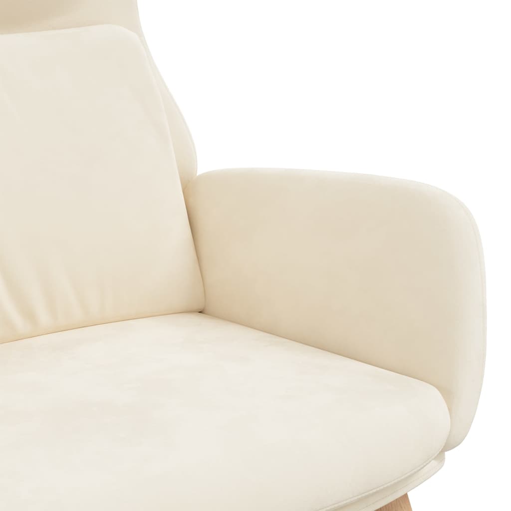 Fauteuil relax en velours blanc crème